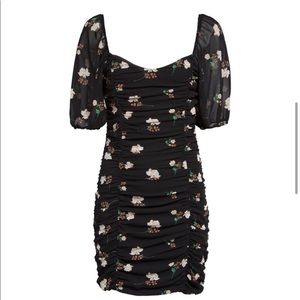 Black flower mini dress